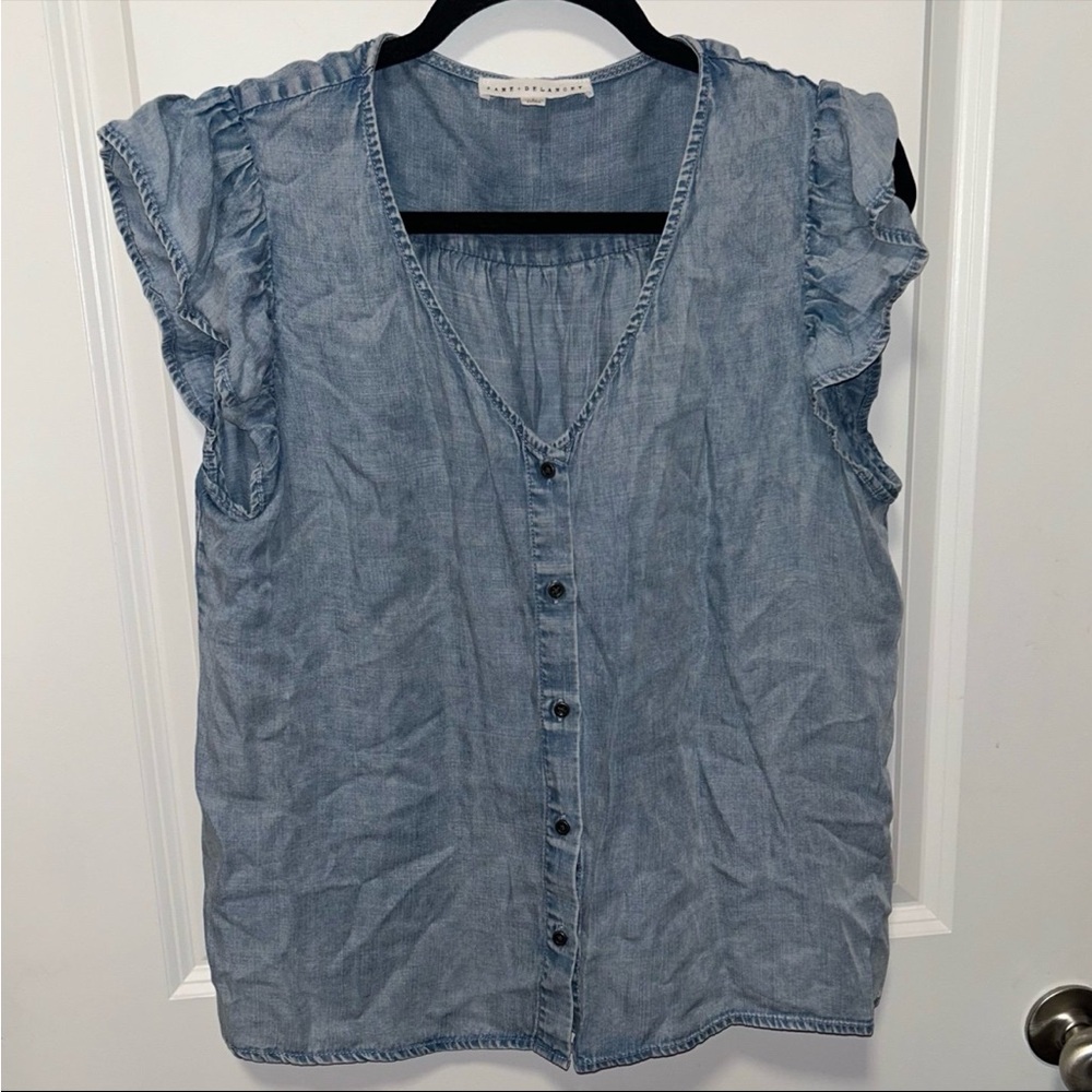 Jane and Delancey Light Blue Ruffled Blouse